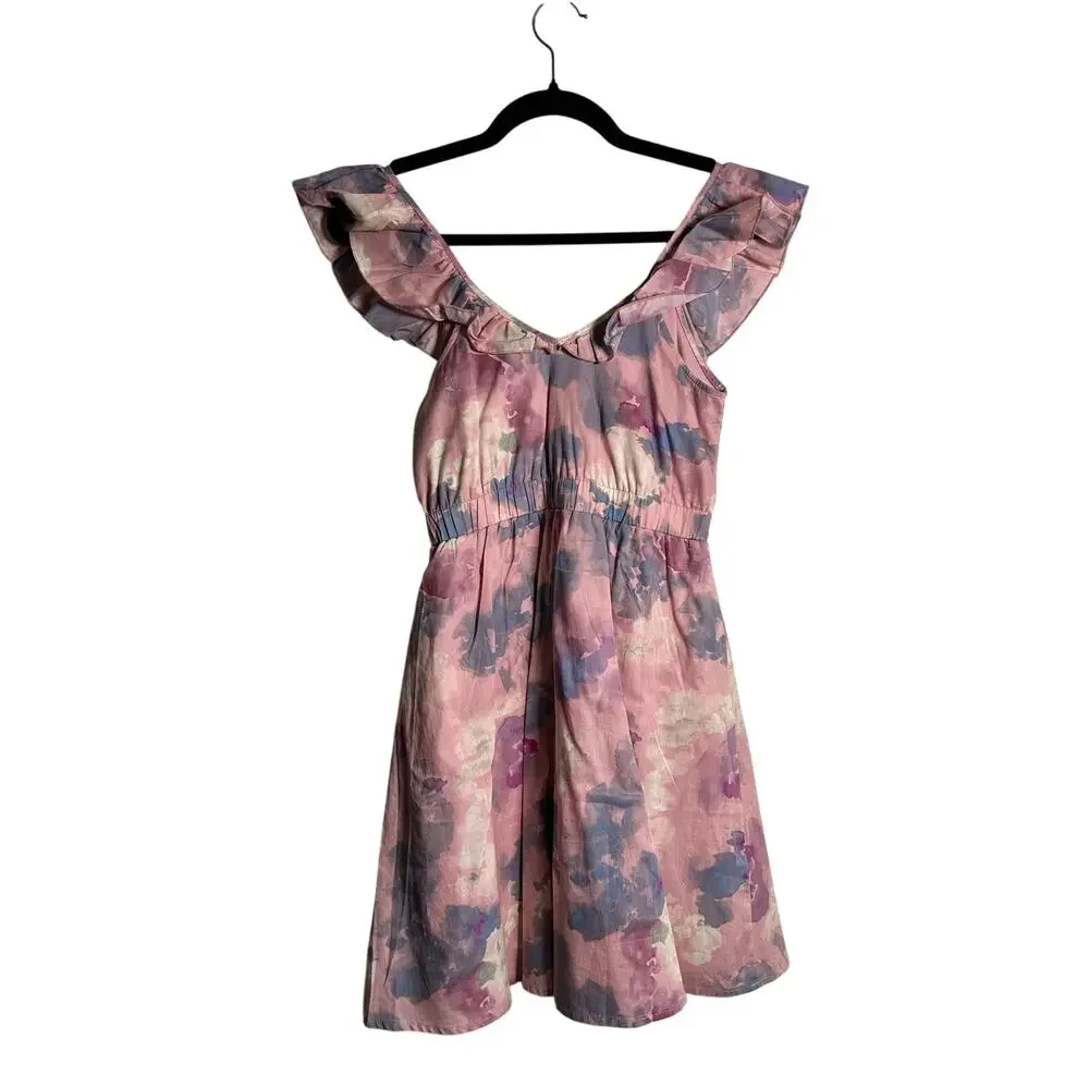 WILDFOX Blair Abstract Watercolor Dress NWT $138 Pink Purple Mini Size XS - Picture 3 of 8
